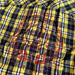 Zumba Yellow and Black Plaid Button up Shirt